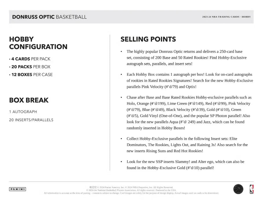 2023-24 Panini Donruss Optic Basketball Hobby Box