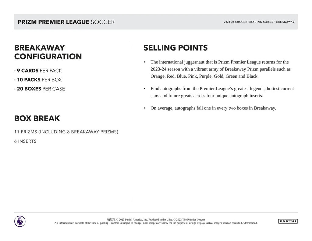 2023/24 panini epl prizm breakaway box