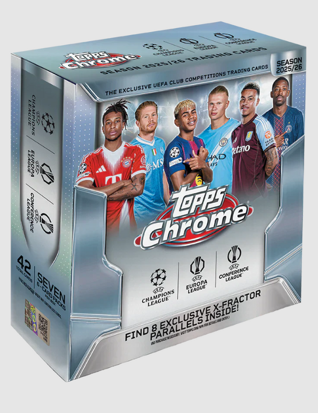 2025-26 Topps Chrome UEFA Club Competitions Soccer Mega Box