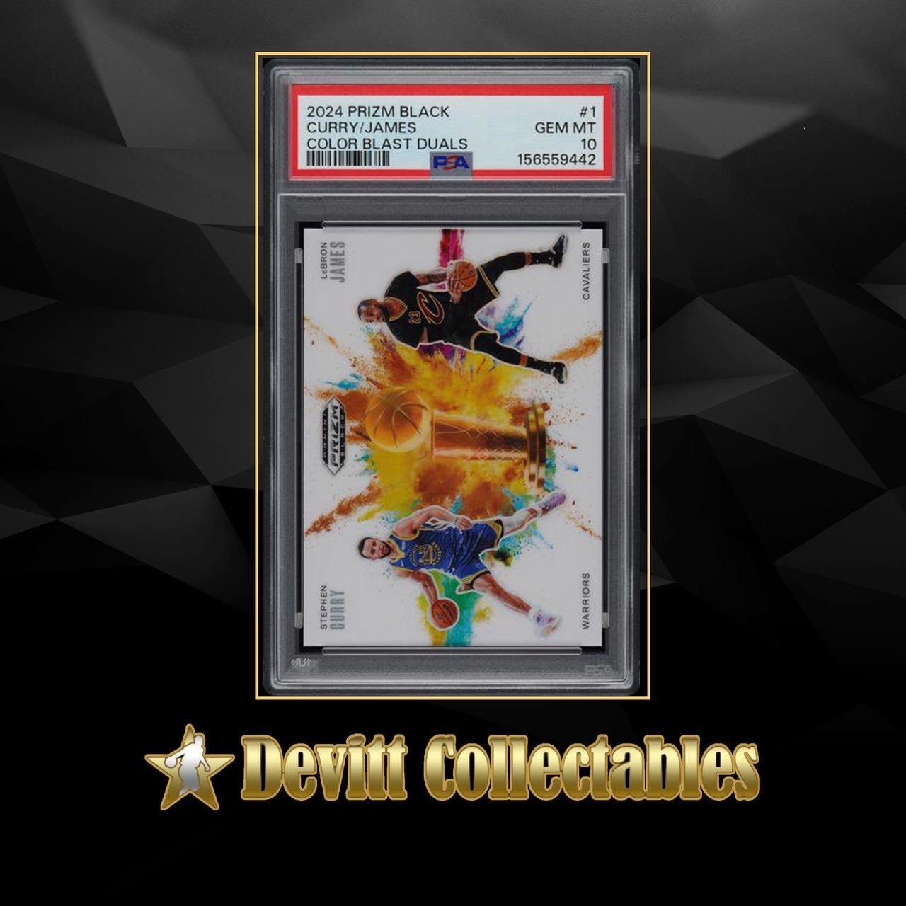 2024-25 Panini Prizm Black Lebron James Stephen Curry Dual Color Blast psa10