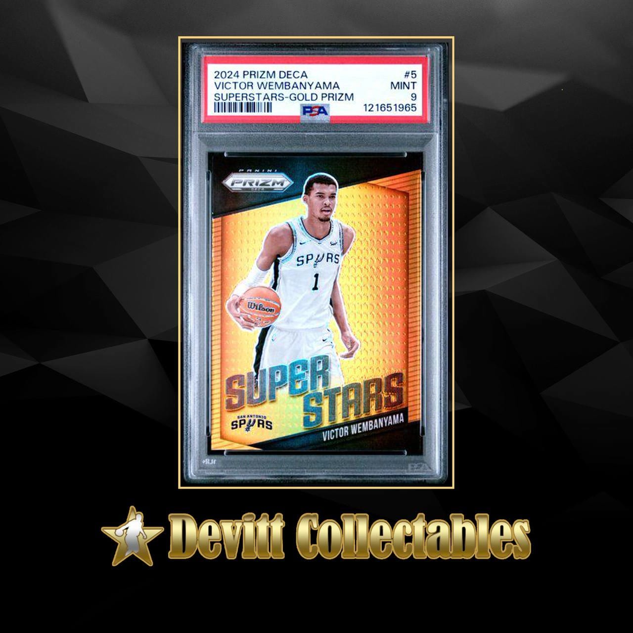 2024-25 Panini Prizm Deca Victor Wembanyama Super Stars Gold /10 psa9