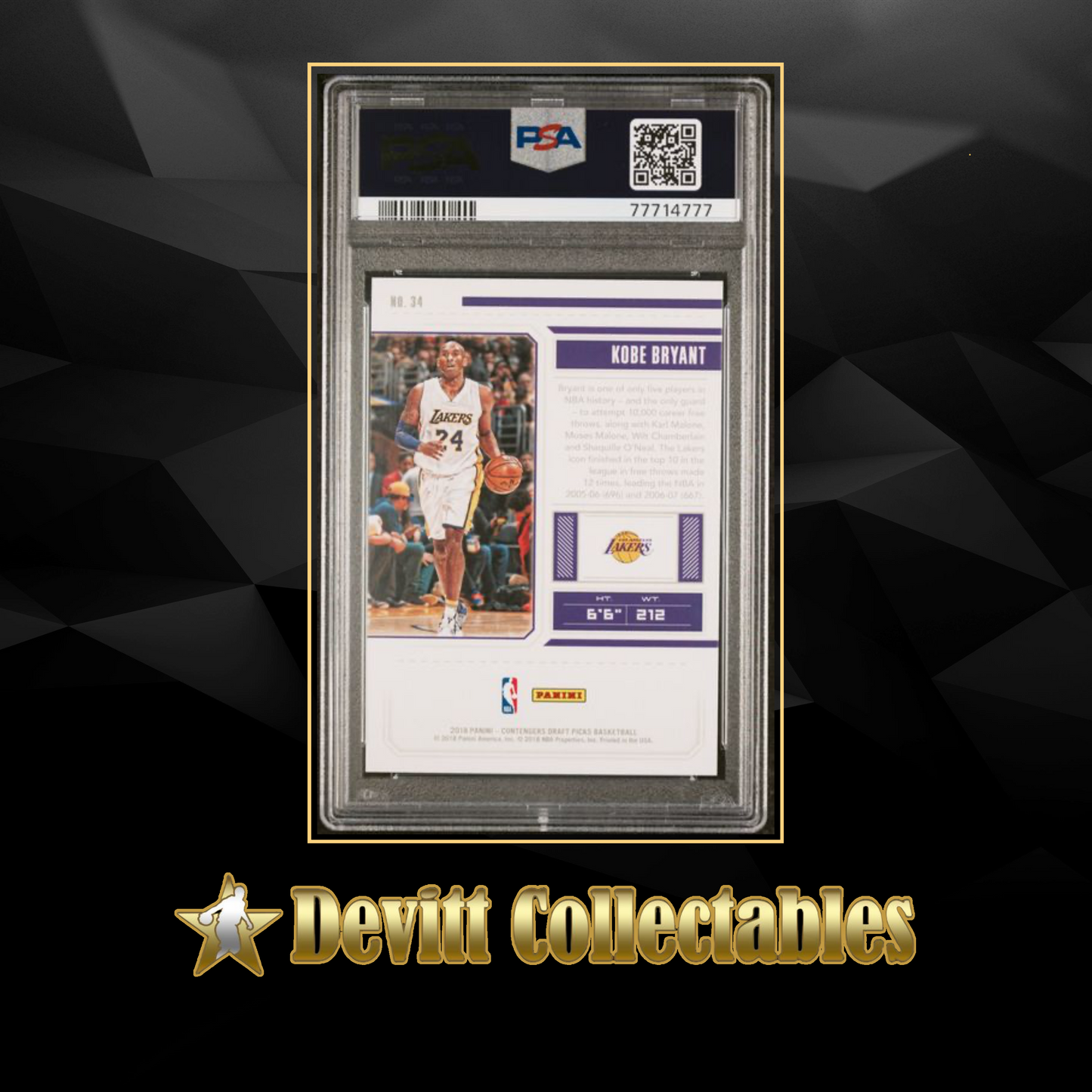 2018/19 panini contenders kobe bryant white jersey gem mint psa10