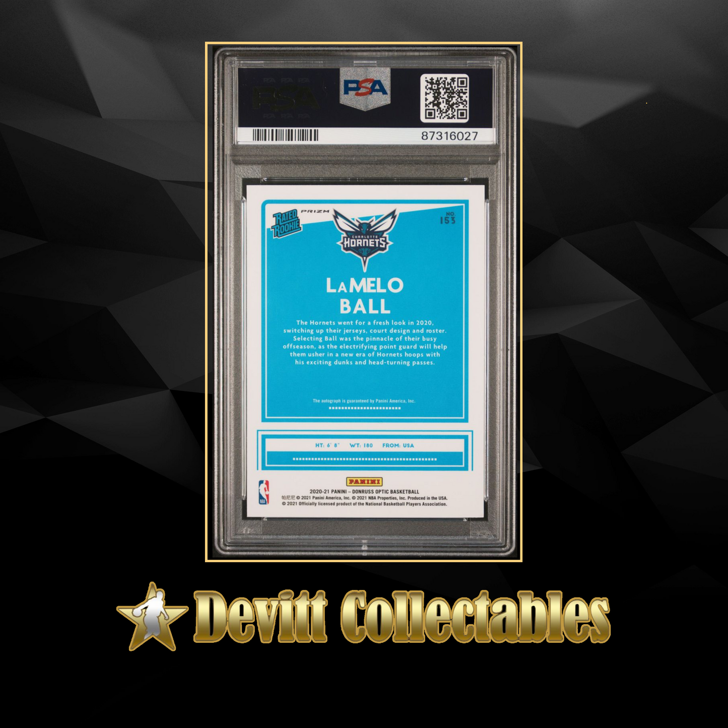 2020/21 panini donruss optic lamelo ball rookie on card auto psa9