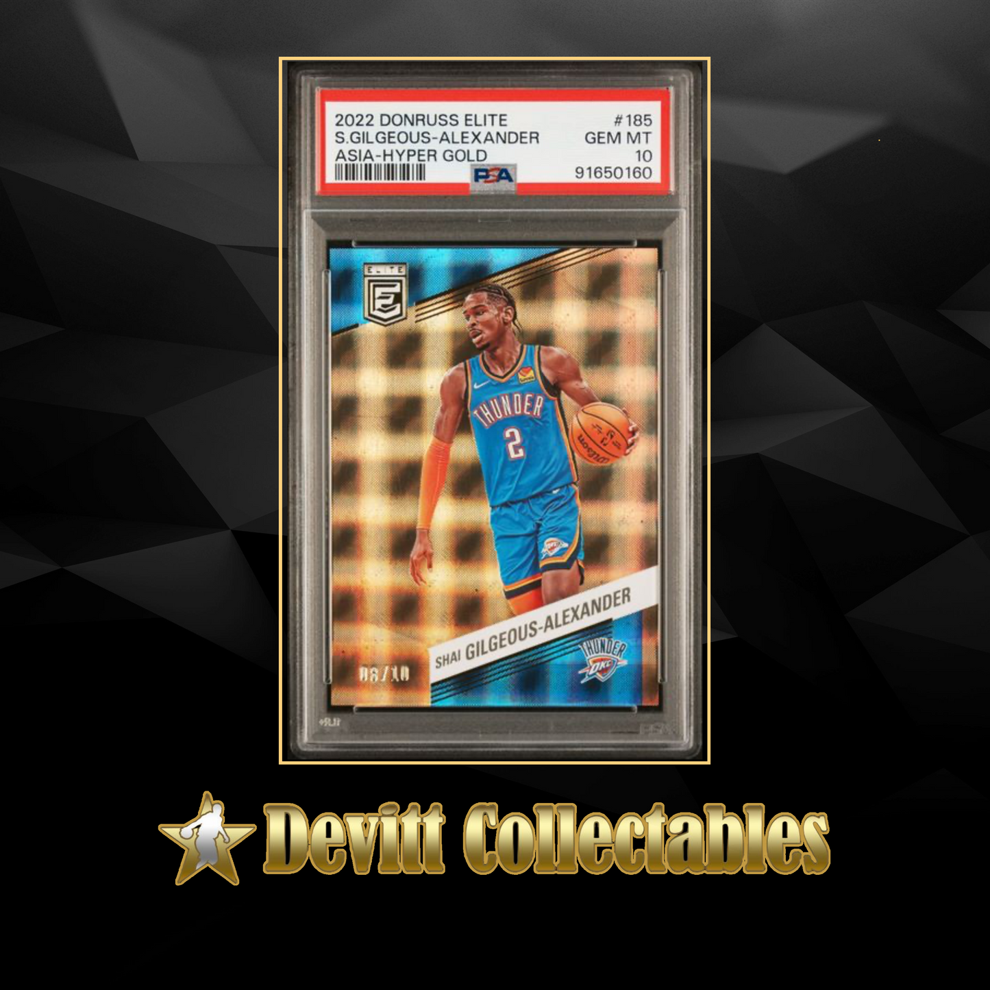 2022/23 panini donruss elite shai gilgeous-alexander #/10 gold psa10